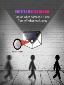 1 pieza 100 LED luz solar de patio de cuatro lados luminosa, de alta potencia, ahorro de energía, conveniente, sensor de movimiento impermeable, luz solar de patio de doble uso para el hogar y luz de emergencia para exteriores, regalo de Halloween, Navidad y Acción de Gracias