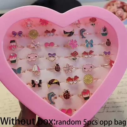 5 ohne Box Kinder Ring Tropfendes Öl süß Schleife, Mädchen Ring Schmuck einstellbar Ring Ring