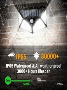 1 pieza 100 LED luz solar de patio de cuatro lados luminosa, de alta potencia, ahorro de energía, conveniente, sensor de movimiento impermeable, luz solar de patio de doble uso para el hogar y luz de emergencia para exteriores, regalo de Halloween, Navidad y Acción de Gracias