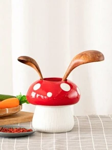 1 件创意可爱白色波尔卡圆点红顶蘑菇形花瓶，彩色树脂材质桌面花盆，适用于家庭、酒店、餐厅桌面装饰和盆栽