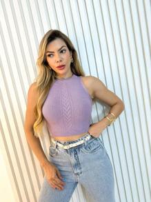 Women Knit Tops - 淡紫色 - 查看 3