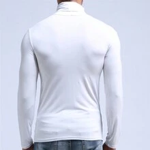 1件男士莫代尔保暖内衣衬衫，半高领，修身长袖，适合秋季穿着，轻薄透气，保暖 - 白色 - 查看 2