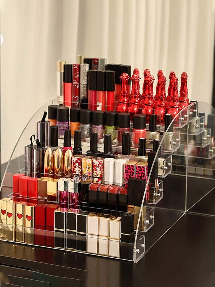 1個 アクリル製 多段階ディスプレイスタンド 透明 コスメ収納ラック
