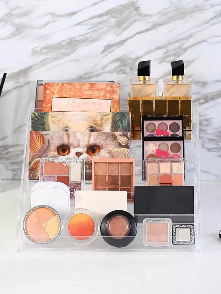 1個 アクリル製 多段階ディスプレイスタンド 透明 コスメ収納ラック