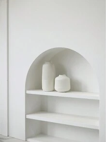 1 件防碎陶瓷塑料花瓶 - 现代简约光泽白色几何轮廓,带纹理哑光细节,不易破碎的桌面装饰,适用于客厅/办公室/画廊,四季单色艺术中心装饰品 - 白色 - 查看 9