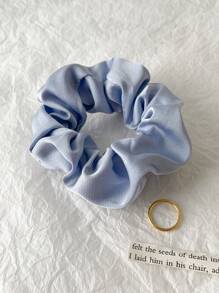 1/5 件女士纯色缎面复古发圈发饰套装，多巴胺发圈发圈，休闲 - 霧霾藍 - 查看 4