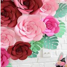 2 piezas papel flor muro Fondo decoraciones para fiesta , boda , DIY papel Artesanía - Azul - Ver 1