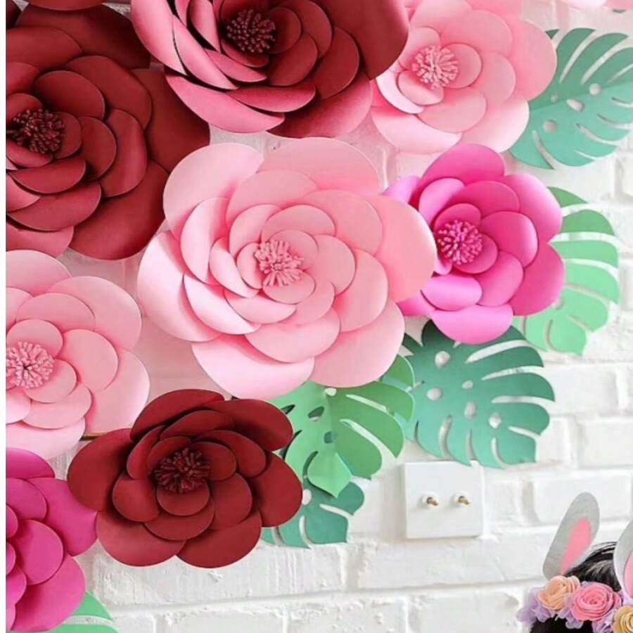 2 piezas papel flor muro Fondo decoraciones para fiesta , boda , DIY papel Artesanía - Azul - Ver 1