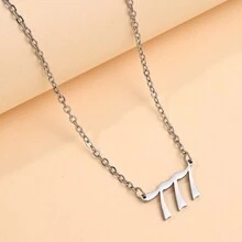 1pc Stainless Steel Lucky Number Pendant Necklace For Men & Women, Fashionable Sweater Chain With 000-999 Design