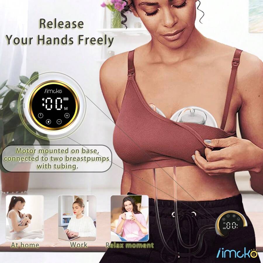 Hands-free Breast Pump, Powerful Suction, Wearable Compact Electric Breast Pump, 3 Modes & 9 Levels, 21/24/28mm Flange, White - White - View 1