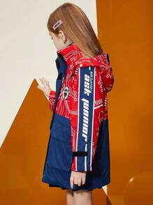 2pcs/Set Tween Girls' Hooded Jacket With Thermal Lined, Autumn/Winter - Red - View 3