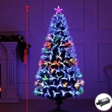 Christmas Tree, Artificial Christmas Tree With LED Fiber Lights - Multicolor - View 1