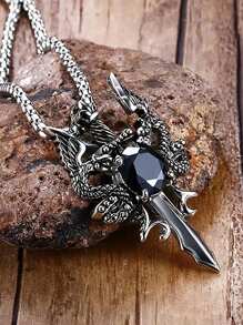 Men Sword Charm Necklace Punk Hip Pop Style, For Jewelry Gift And Party - Multicolor - View 8