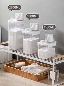 1pc Detergent Powder Storage Box For Laundry Supplies, Washing Liquid Container, Household Plastic Bucket - White - View 4