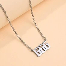 1pc Stainless Steel Lucky Number Pendant Necklace For Men & Women, Fashionable Sweater Chain With 000-999 Design