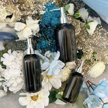 1pc Translucent Black Shoulder Press Dispenser Bottle, 250ml/350ml/500ml, For Shower Gel, Shampoo, Conditioner, Lotion, Facial Cleanser, Hand Cream, Suitable For Bathroom, Living Room And Bedroom Home Bathroom Decor Fall Decor Back To School - Transparent black - View 4