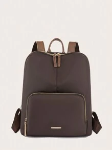 Brown Backpack fashion classic high-capacity campus textbook bag computer backpack - Brown - View 2