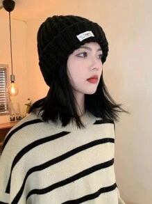 1頂ins風格厚針織女帽,秋冬季,配有塑形頭帶和耳罩