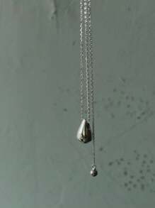 韓國珠寶東大門 925 純銀 2023 年新款 Ins 獨特設計水滴形珠吊墜項鍊女式