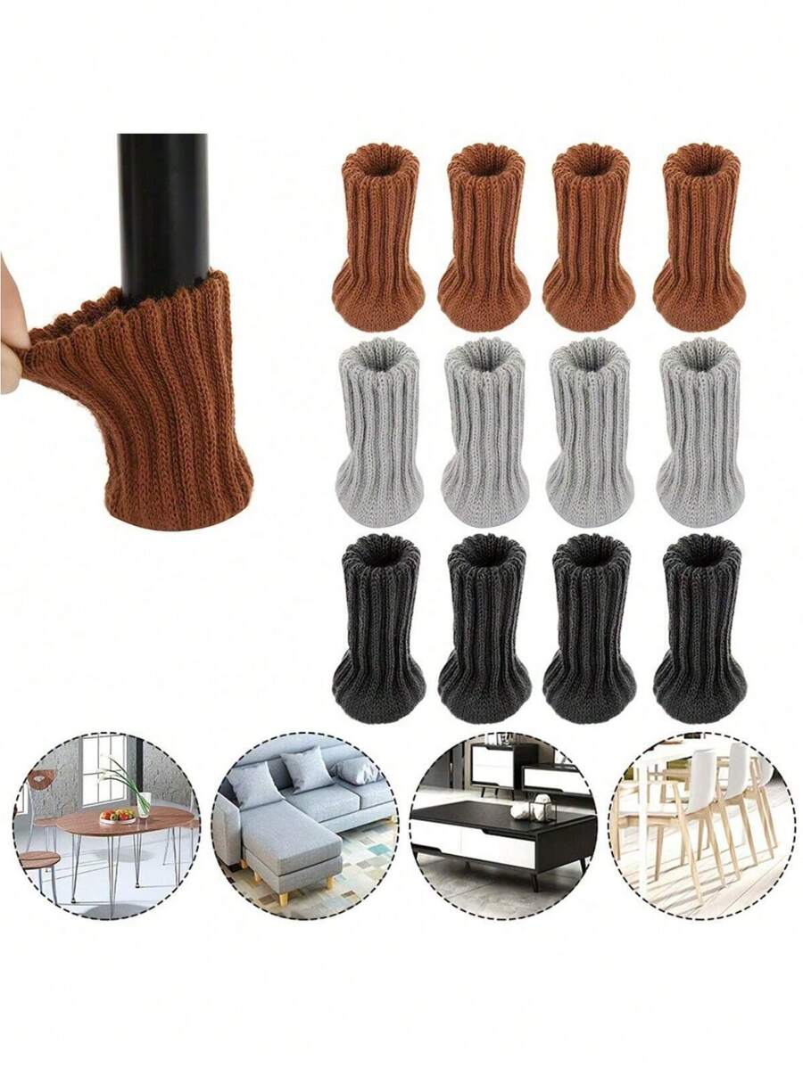 4 cái/bộ Tắt tiếng Felt Đáy Bàn Cái ghế Chân bìa , Tấm che chân bàn , Nắp chân ghế - màu nâu - Xem 1