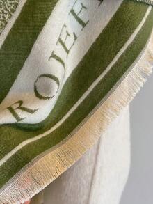 1條女式雙面仿開司米植物提花保暖圍巾和披肩,適合秋冬日常穿著 - 彩色 - 查看 4