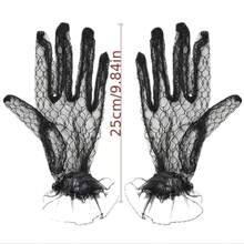 蝴蝶結蕾絲手套,真實色彩半透明透氣手套,優雅裝飾禮服手套,女性專用 - 白色 - 查看 4