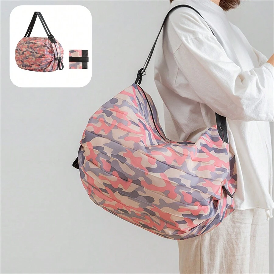 1pc Portable Foldable Large Shoulder Bag For Travel, Shopping And