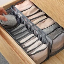 1入灰色家庭內衣收納盒,牛仔褲收納網格,襪子收納網 - 灰色 - 查看 8