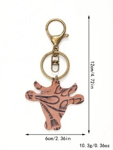 1入西式牧場男女皆宜皮革和合金鑰匙扣,帶有公牛頭設計 - 彩色 - 查看 5