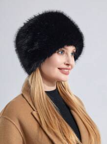 Của phụ nữ Mũ Cho mùa đông Với Co giãn Phong cách Trắng Ấm áp Mũ lưỡi trai - màu đen - Xem 4