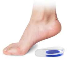L Size Heel Pad Bone Spur Heel Shock-absorbing Insole Transparent Silicone Sports Inner Heightening Insole U-shaped Heel Pad Shock-absorbing Heel Cup Anti-foot Pain Insole - Blue - View 2