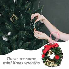 2入組-聖誕花圈窗飾,室內玩具裝飾聖誕花圈裝飾,聖誕蠟燭花環戒迷你農舍花圈迷你花圈花環 - 彩色 - 查看 3