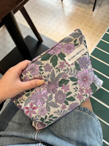 Aesthetic Travel Makeup Bag, 1Pc Cute Daisy Floral Print Large Capacity Lightweight Toiletry Handbag Bath Shower Bag Multifunctional Cosmetic Organizer Cute Handbag Wallet Pouch Case Portable Cosmetics Brush Storage Clutch With Zipper Closure For Lipstick, Brush, Skincare, Mobile Phone, Coin, Small Items, For Home, Travel, Vacation And School Use Storage Makeup Organizer Makeup Case Makeup Travel Toiletry Organizer Essentials Gifts Storage Zipper Accessories Nail