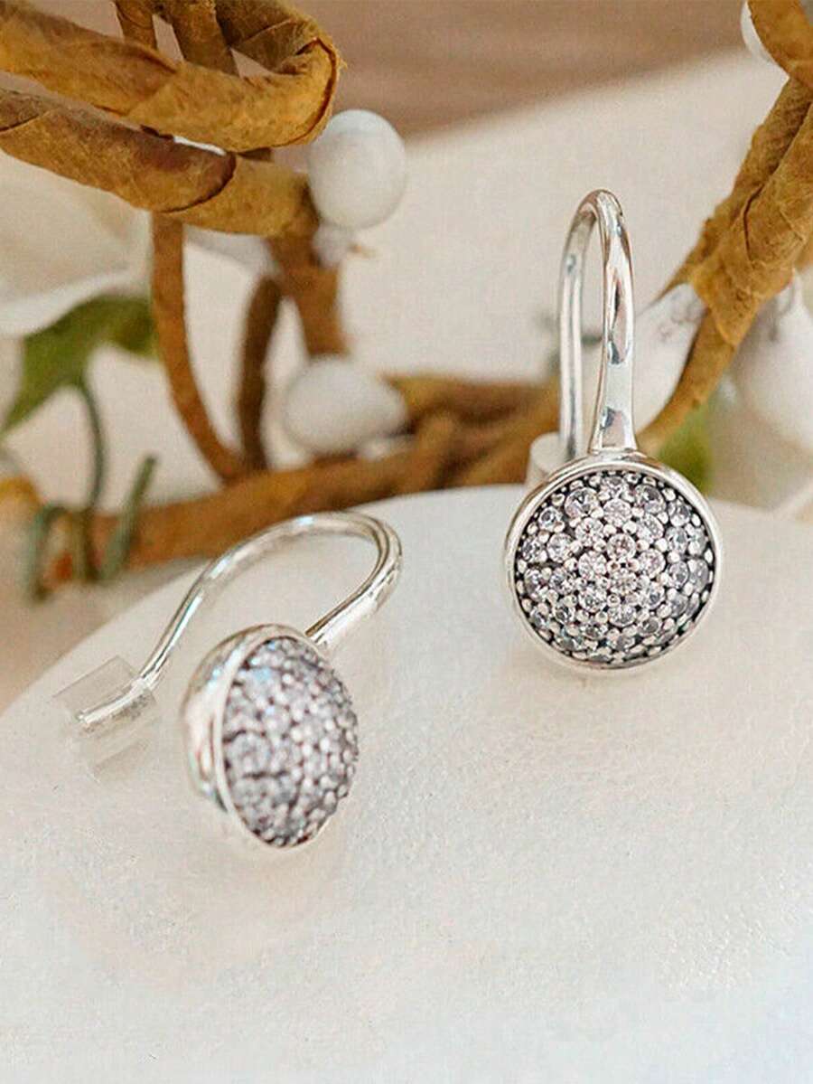 1 Pair Earrings With Fancy Diamonds Crystal Stone For Lady Girl Woman Casual Seasonal Fashion Elegant Earrings Hoop Earrings Buckle - Silver - View 1