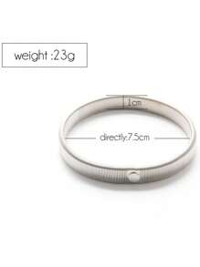 Fashionable Elastic Spring Bracelet For Men, Metallic Cuff Bangle - Silver - View 5