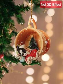 1入組可愛小狗亞克力聖誕掛飾,適用於家庭聖誕派對背景裝飾用品(非3d效果)