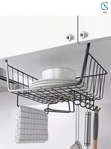 Cajon Organizador Colgante Alacena Rack Cocina Escritorio - Negro - Ver 1