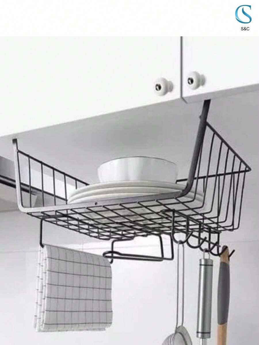 Cajon Organizador Colgante Alacena Rack Cocina Escritorio - Negro - Ver 1