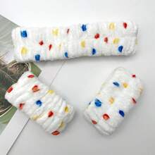 3入組毛絨圓點洗臉髮箍,適用於護膚,簡單柔軟女士髮箍套裝 - 彩色 - 查看 3