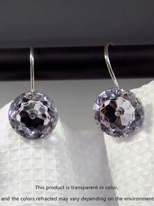 12pcs Polyresin Shower Curtain Hook, Modern Rhinestone Decor Shower Curtain Hook For Bathroom - Clear - View 3