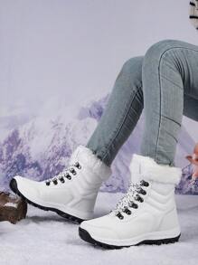 Bottes De Neige Épaisses Pour Femmes En Velours, Résistantes À L'eau Et Antidérapantes Pour Le Ski