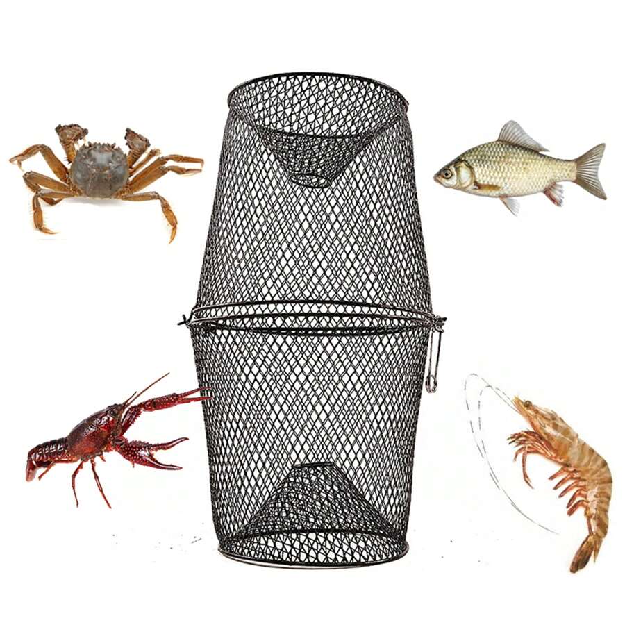 1pc Heavy Duty Steel Wire Trap For Crayfish/crab/fish With Two Sizes Available, Durable - Black - View 1