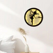 1 件雷射雕刻,uv 印刷,女孩形狀的 Led 牆壁裝飾仙女燈,帶定時功能 6-18 小時,木質材料上雕刻圖案,聖誕節裝飾壁掛燈,使用 6 小時後自動關閉,使用後自動打開18 小時,重複循環節省電池電量,節日和家居裝飾的木製懸掛裝飾路標,帶aaa 電池（不含）zh0859 - 紅木色 - 查看 9