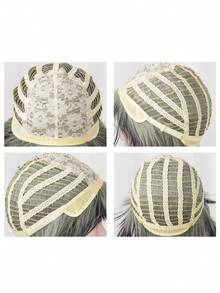 合成纖維女性假髮22英寸長款直筒綠色混合黑色假髮適合女士洛麗塔服飾頭髮假髮帶劉海