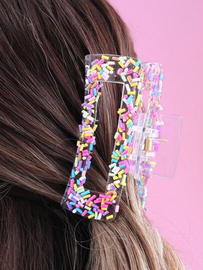 1 Pc Sweet Multiple Colors Sprinkles Hair Claw Clip Cute,Pink Accessories Hair Clips Hair Jaw Clip Hair Clamps Hair Clutch Hair Clip Fall Winter Hair Accessories For Women For Vacation Outfits Woman Summer Beach