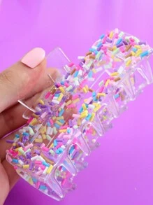 1 件装甜美多色亮片发爪夹，可爱粉色配饰发夹发卡，发夹，发卡，发饰，秋冬季女士度假装扮夏季沙滩发饰 - 彩色 - 查看 4