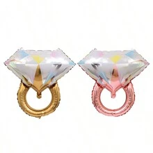 1入全新大型玫瑰金鋁箔鑽石戒指氣球,七夕節婚禮房間裝飾鋁膜氣球聖誕節裝飾
