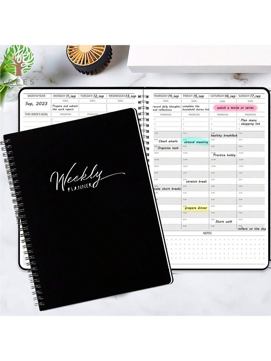 Trees 1pc Spiral Weekly Planner - Multicolor - View 1