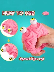 1 個帶眼睛設計的大腦造型防壓球,可擠壓彈跳減壓,防止焦慮,抗壓焦慮緩解,抗壓專注減壓玩具,適合青少年和成人的有趣萬聖節玩具 - 粉色 - 查看 7