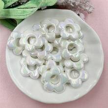 20入組19mm時尚幻彩亞克力空心花形珠子,diy珠寶配件,適用於製作耳環項鍊